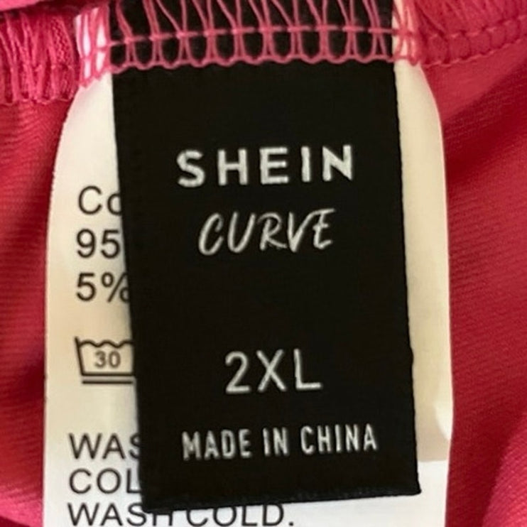 Shein Curve Women's Short Sleeve Crew Neck Pullover A-Line Midi Dress Size 2XL