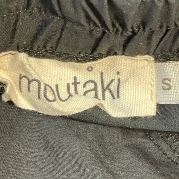 Moutaki Black Eyelet Embroidered Belted High Waist Wide Leg Trousers Pants Sz S