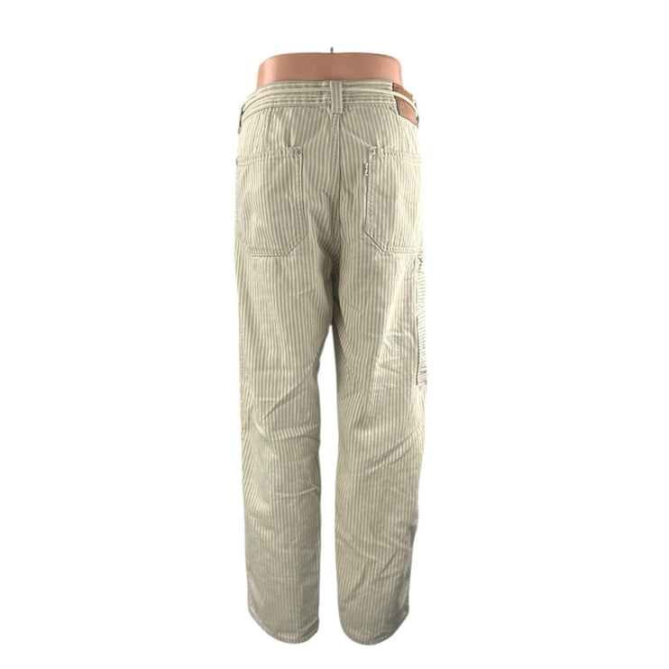 Levi's Beige Stripe High Rise Straight Palazzo Wide Leg Dad Denim Jeans Pants 28