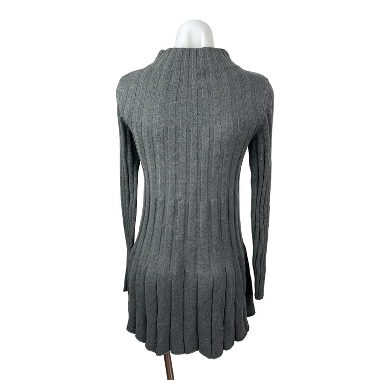 Anthropologie Rosie Neira Gray Wool Ribbed Knit Long Sleeve Sweater Mini Dress S