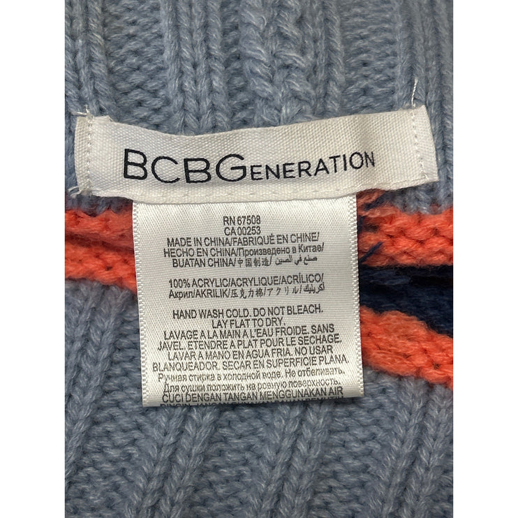 BCBGeneration Blue Stripe Crochet Strapless Tube Bandeau Knit Crop Top Size M