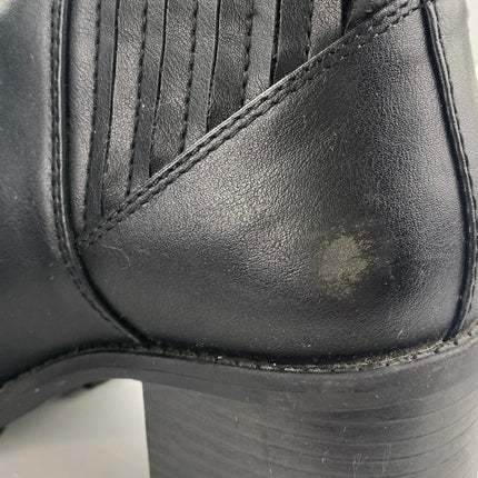 Zara Women's Black Leather Almond Toe Chunky Block Heels Chelsea Ankle Boots 7
