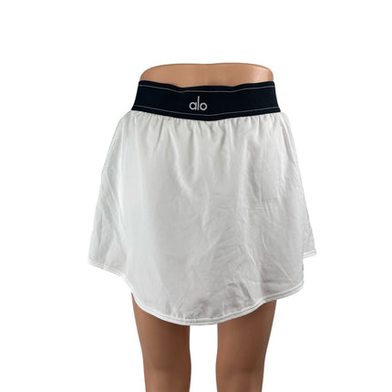 Alo Yoga Womens White High Rise Elastic Waist Athletic Skort Shorts Skirt Size M