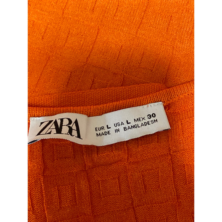 Zara Women's Orange Sleeveless Textured Knit Tank Top & Mini Skirt Sets Size L