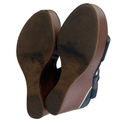 Aldo Women's Navy Blue Suede Leather Strappy Open Toe Wedge Heels Sandals Size 8