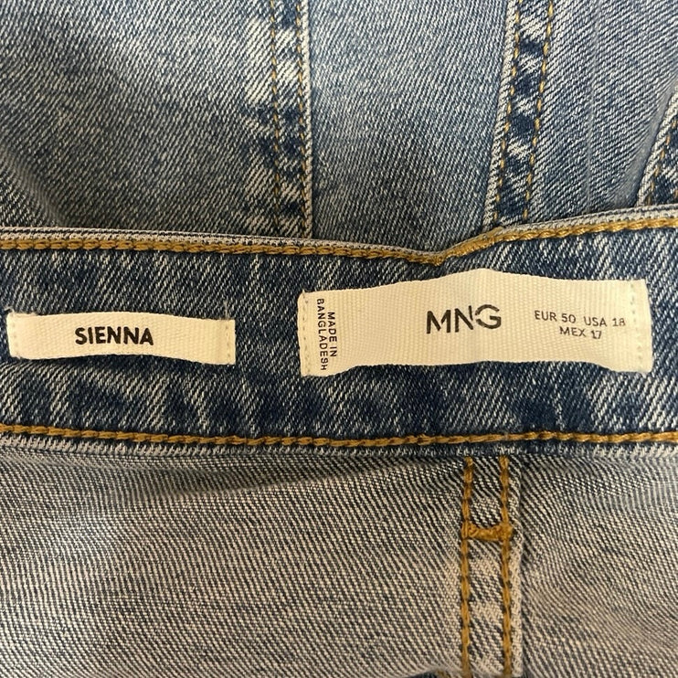 NEW MNG Mango Sienna Blue High Waisted Skinny Straight Leg Denim Jeans Pants 18