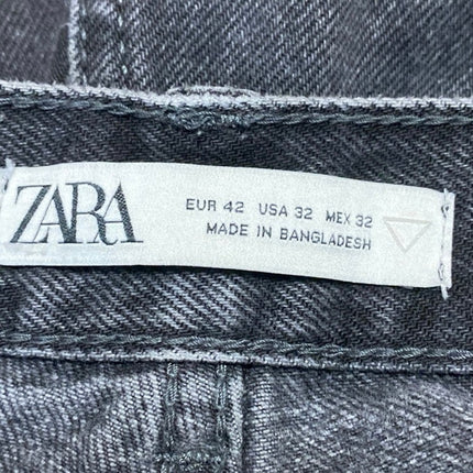 Zara Women's Black High Waisted Straight Tapered Leg Denim Jeans Pants Size 32