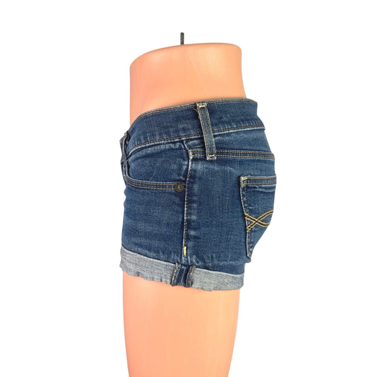 Abercrombie & Fitch Blue Low Rise Cuffed Micro Mini Denim Jean Shorts Size 24