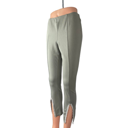 MNG Mango Women's Green Slit High Rise Cropped Skinny Trousers Pants Size M