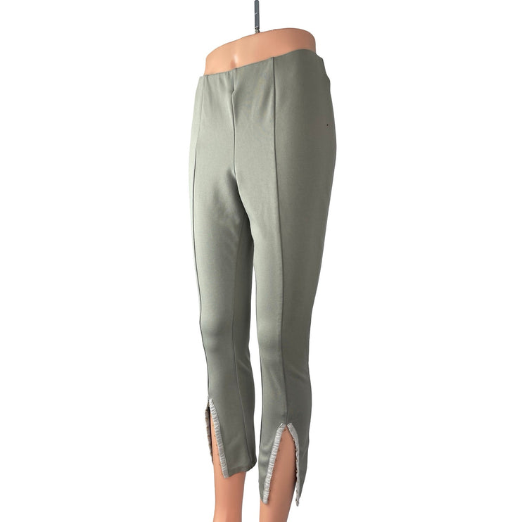 MNG Mango Women's Green Slit High Rise Cropped Skinny Trousers Pants Size M
