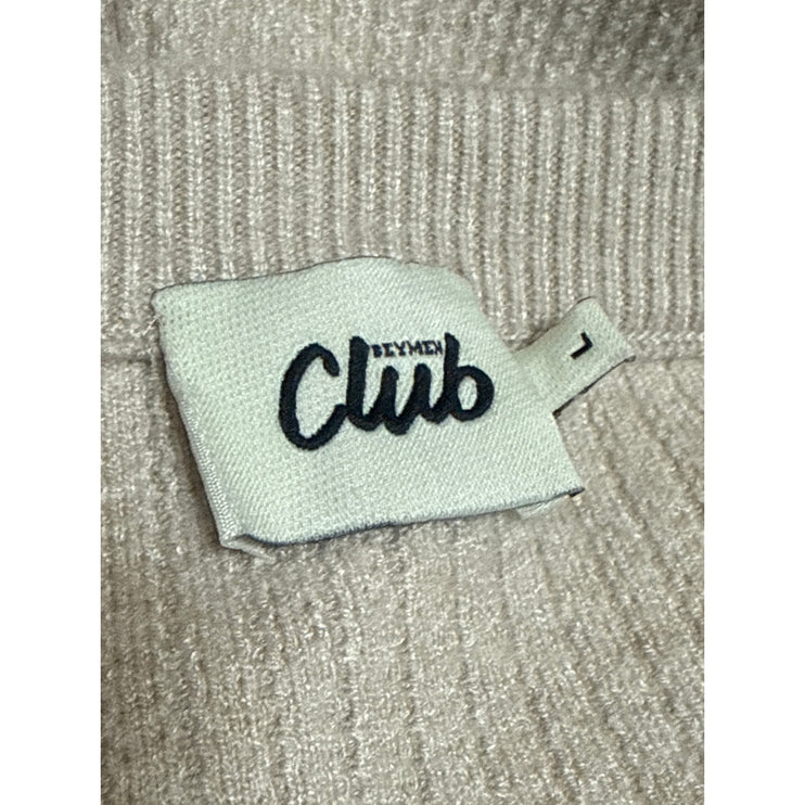Beymen Club Men's Beige Long Sleeve Crew Neck Ribbed Knit Sweater Top Size L