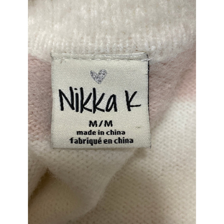 Nikka K Women's Stripe Collared Long Sleeve Button Polo Sweatshirt Sweater Top M