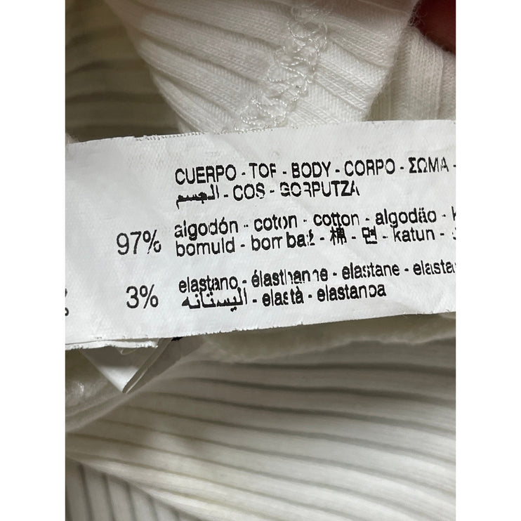 Zara Women's White Cold Shoulder Short Sleeve Rib Knit Blouse Crop Top Size S