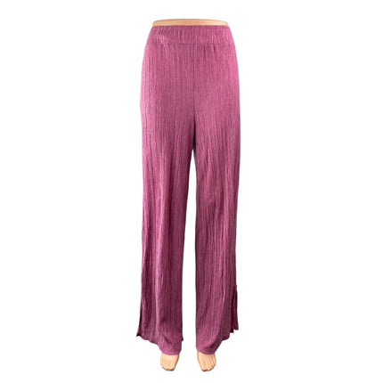Zara Women's Pink High Waisted Plisse Pull On Wide Leg Trousers Pants Size M