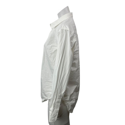 Quince Women's White Classic Long Sleeves Collared Button Down Shirt Top Size M