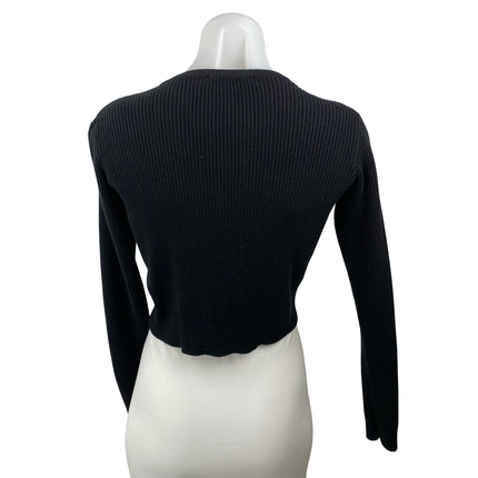 Brandy Melville Women's Black Ribbed Knit Button Up Cardigan Sweater Top Size S