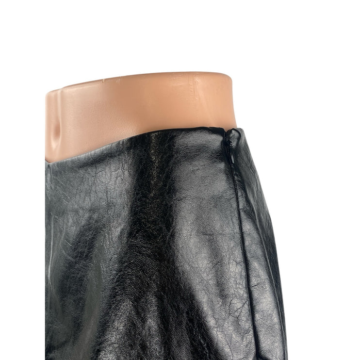Scoop Women's Black Faux Leather Vegan Zip Straight Pencil Mini Skirt Size 4