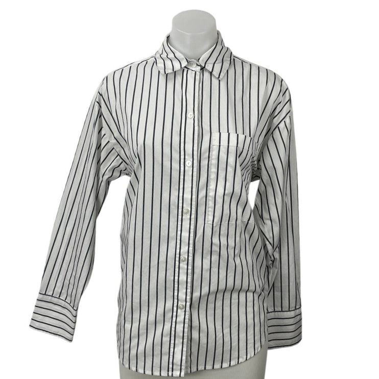 Abercrombie & Fitch Black White Striped Long Sleeve Button Down Shirt Top XXS
