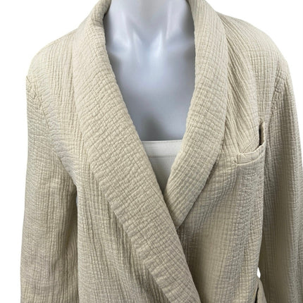 Free People Rowan Cream Gauze Double Breasted Long Sleeve Blazer Coat Jacket M