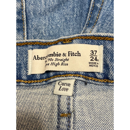 Abercrombie & Fitch The 90s Straight Women's Blue High Rise Denim Jeans Size 24