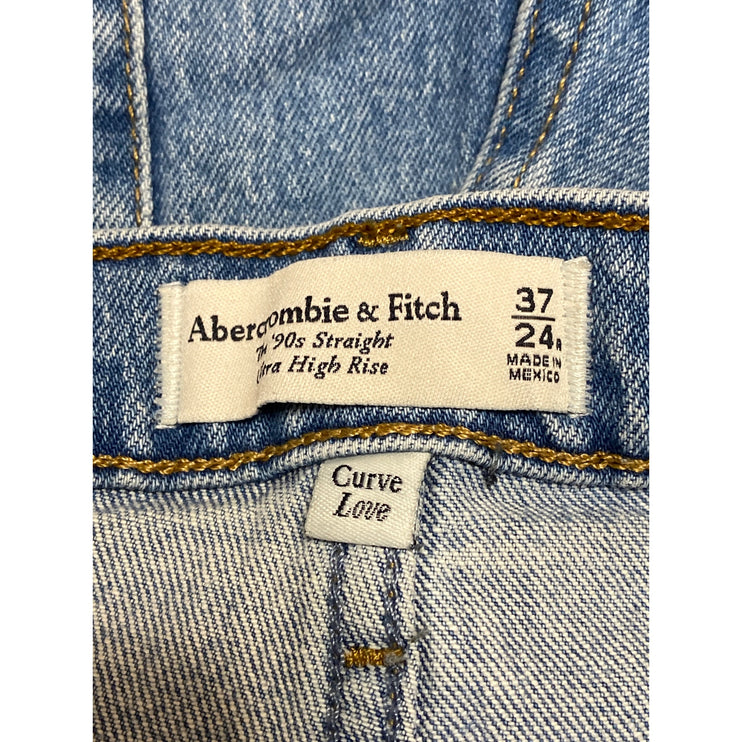 Abercrombie & Fitch The 90s Straight Women's Blue High Rise Denim Jeans Size 24