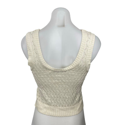 Zara Women's Cream Crochet Knit Sleeveless Cami Camisole Tank Crop Top Size S