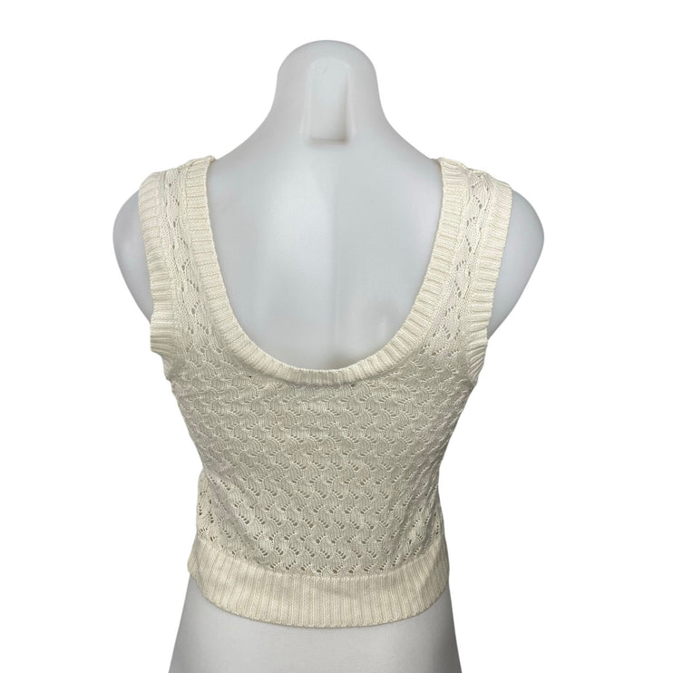 Zara Women's Cream Crochet Knit Sleeveless Cami Camisole Tank Crop Top Size S