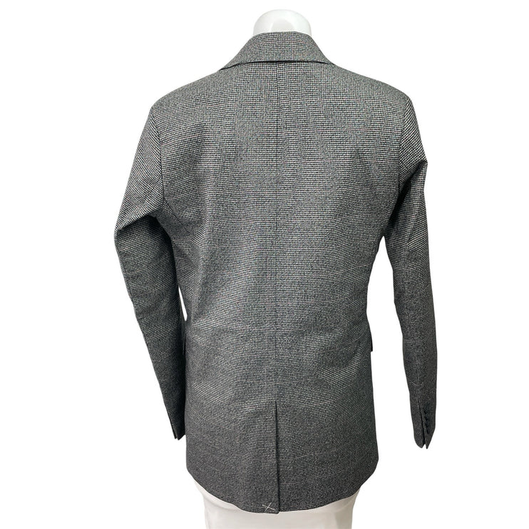 Noir Black Houndstooth Notch Collar Long Sleeve Button Coat Blazer Jacket Sz XSP
