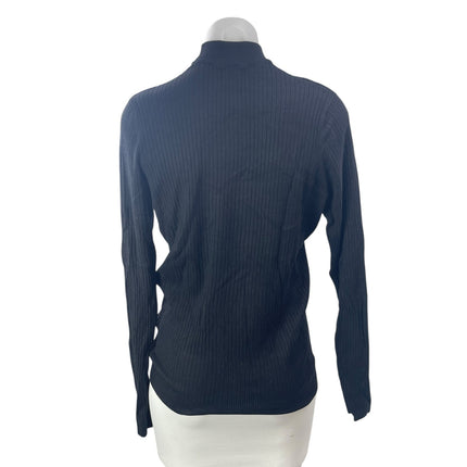 Zara Women's Black Ribbed Knit Turtleneck Long Sleeve Cozy Sweater Top Size M