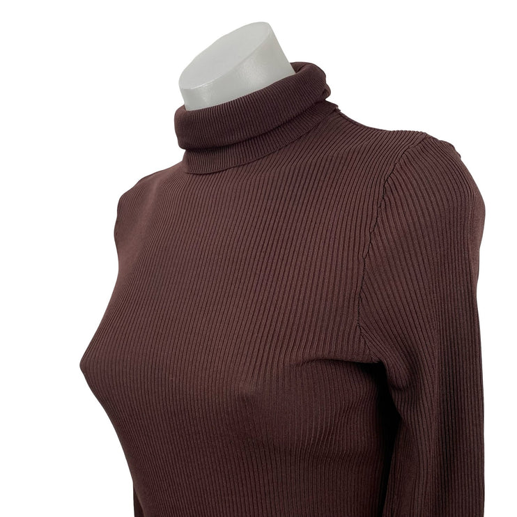 Zara Women's Brown Long Sleeve Turtleneck Ribbed Knit Slim Sweater Top Size M