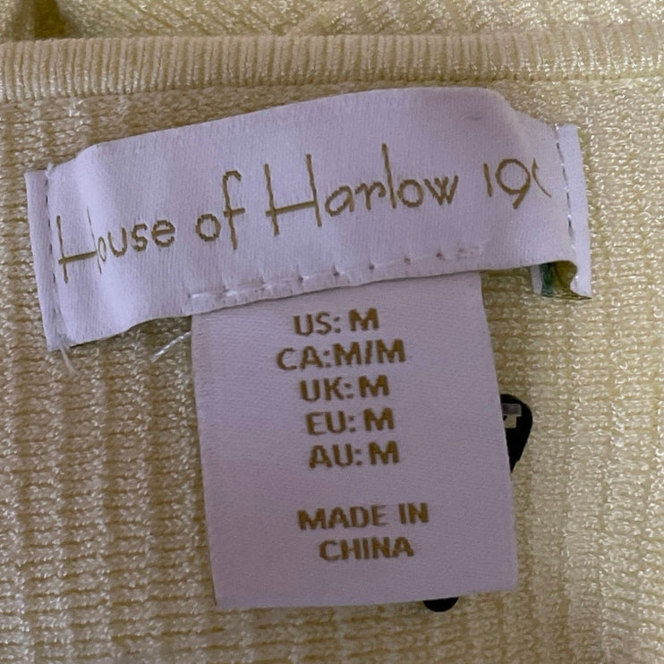 House of Harlow 1960 Yellow Ribbed Knit Square Neck Tank Cami Crop Top Size M