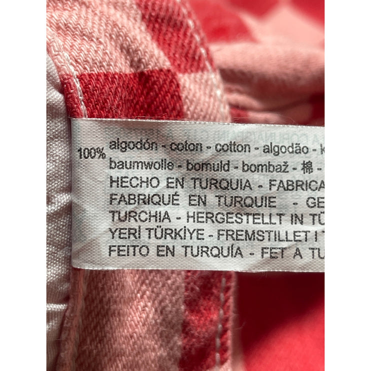 Zara Women's Pink Red Gingham Check High Rise Wide Leg Trousers Pants Size 2