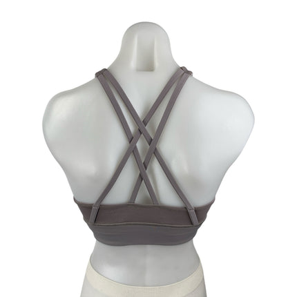 Lululemon Energy High-Neck Longline Gray Yoga Athletic Sports Bra Crop Top Sz 4