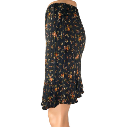 Madewell Black Floral High Waist Flounce Hem Elastic Pull On Mini Slip Skirt 2