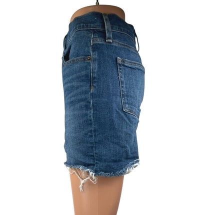 J.Crew Women's Blue High Waisted Medium Wash Cut-Off Denim Jeans Shorts Size 26
