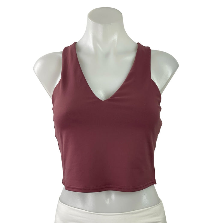 Alo Yoga Women's Red V Neck Racerback Workout Running Athletic Crop Top Size M