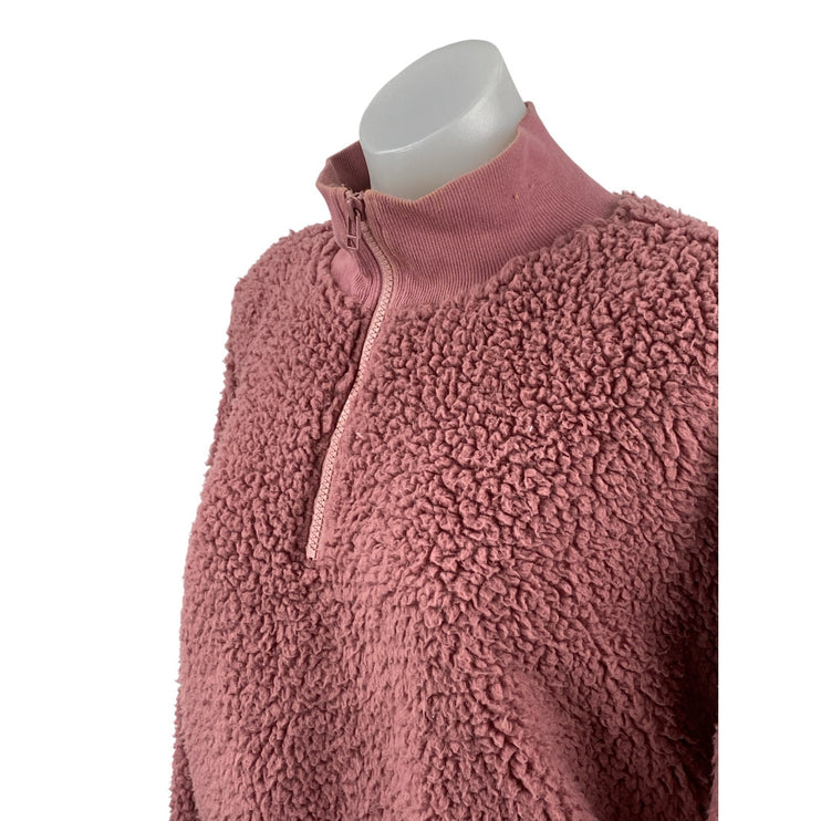 Askya Women's Pink Sherpa Fleece Faux Fur Long Sleeve Sweater Sweatshirt Top S