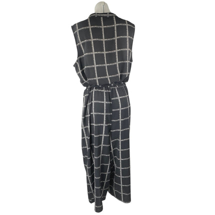 Apt. 9 Women's Black Checkered Sleeveless Tie Waist Wide Leg Crop Jumpsuit XXL