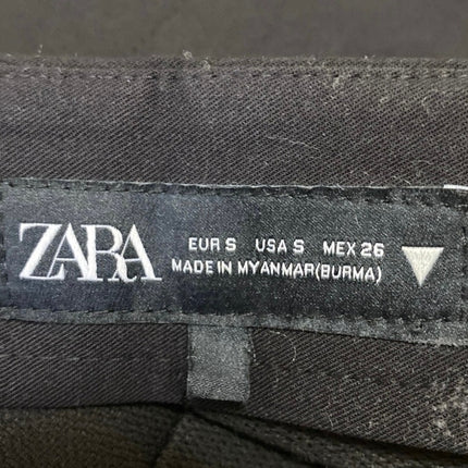 Zara Women's Black High Waisted Pleated Zip Casual A Line Mini Skirt Size S