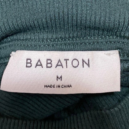 Aritzia Babaton Green Short Sleeve Ribbed Knit Mock Neck Sweater Crop Top Size M
