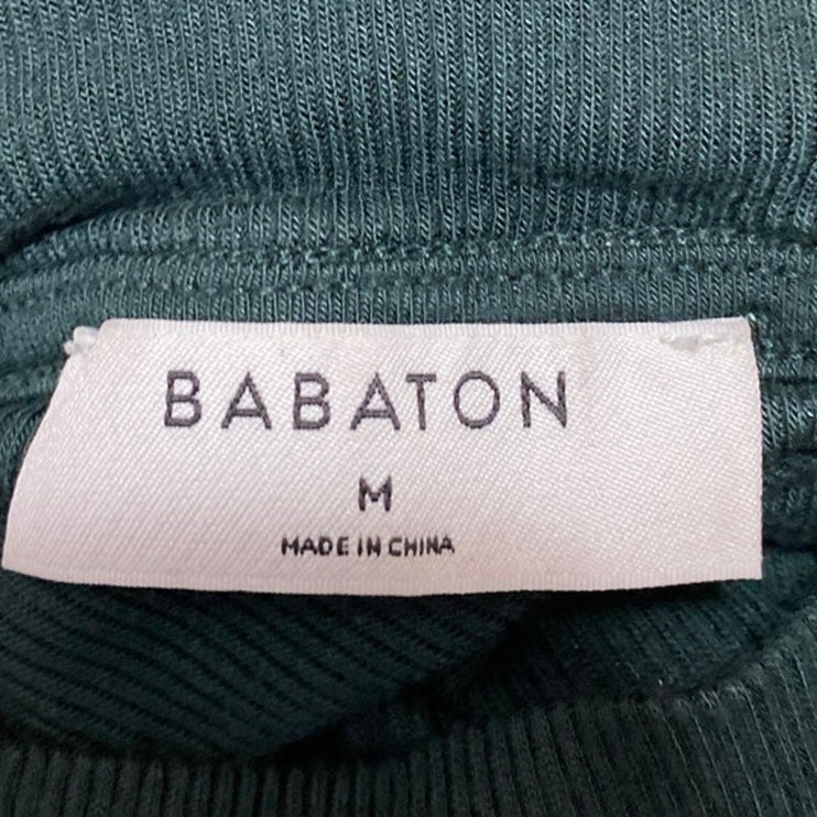 Aritzia Babaton Green Short Sleeve Ribbed Knit Mock Neck Sweater Crop Top Size M