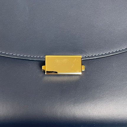 Mansur Gavriel Women Gray Blue Calf Leather Envelope Flat Clutch Pouch Purse Bag