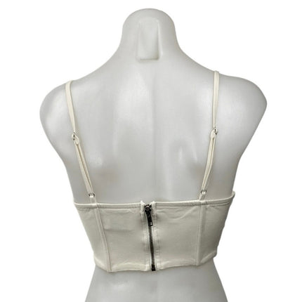 Princess Polly Beige Sleeveless Cami Pleated Bustier Corset Crop Top Size S
