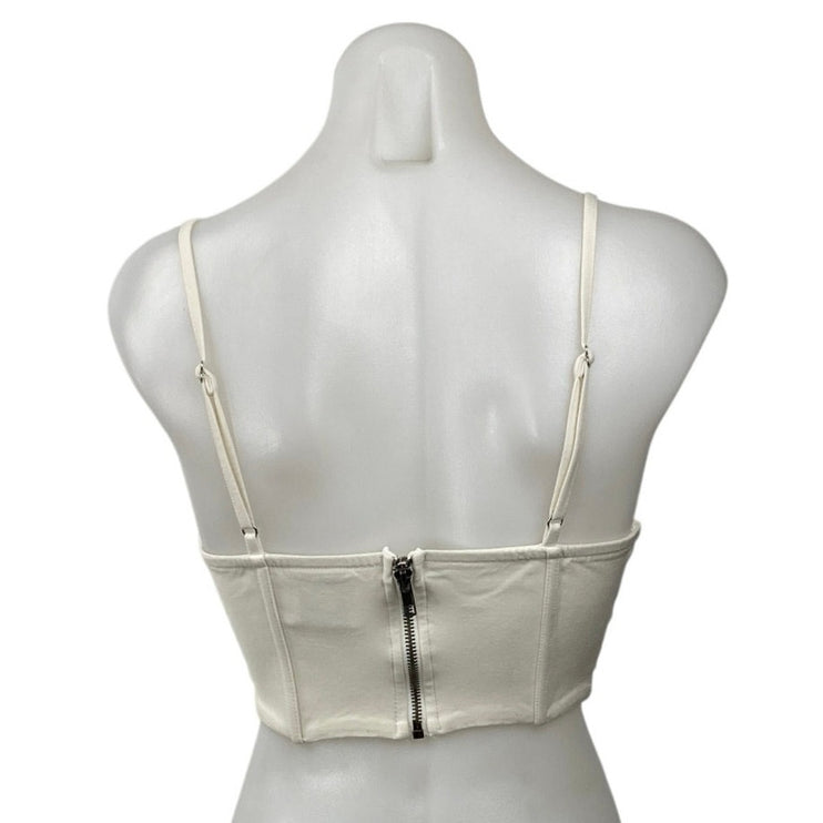 Princess Polly Beige Sleeveless Cami Pleated Bustier Corset Crop Top Size S