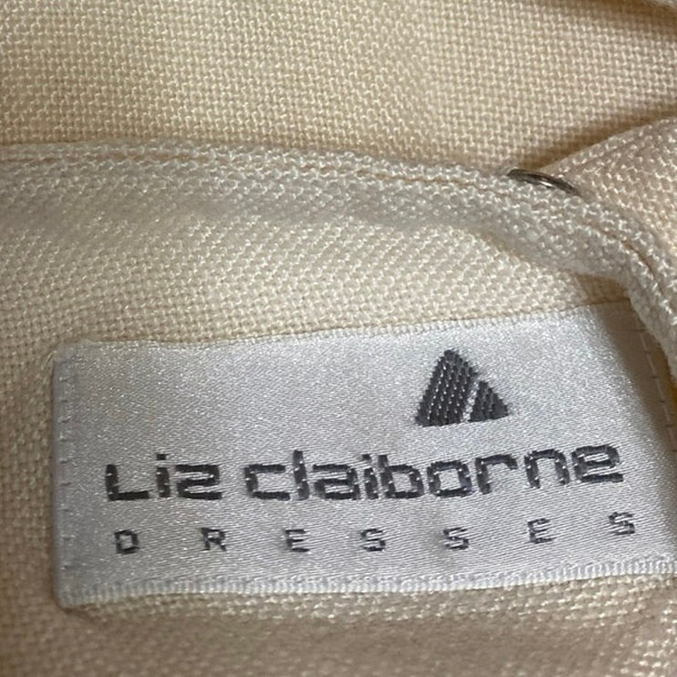 Liz Claiborne Cream White Embroidered Short Sleeve Button Mini Shift Dress Sz 8