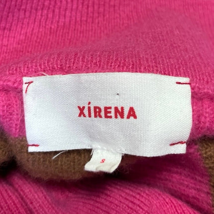 Xirena Rafferty Pink Brown 100% Cashmere Striped Button Collar Sweater Top Sz S