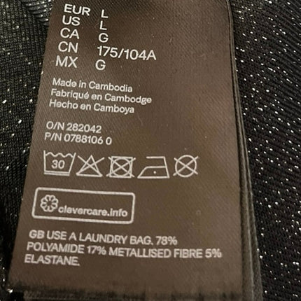 H&M Divided Black Metallic Sleeveless Cami Camisole Mini Bodycon Tank Dress L