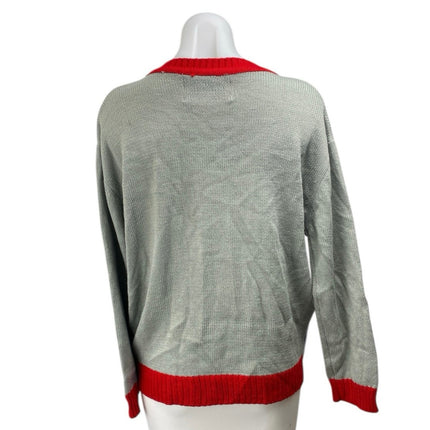Women's Gray Nutcracker Ballerina Whimsical Button Up Cardigan Sweater Size M