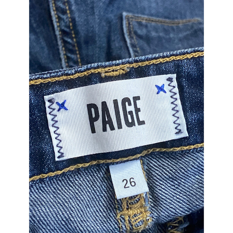 Paige Women's Blue Low Rise Distressed Medium Wash Cuffed Denim Jean Shorts 26