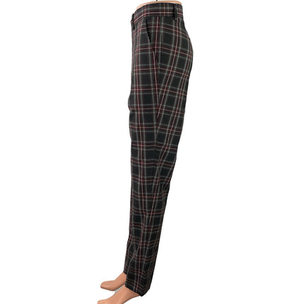 NEW Asos Women's Black Plaid Flannel Check Tapered High Rise Trousers Pants 34